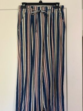 American Eagle Outfitters Striped Drawstring Pants in Navy, Cream & Rust